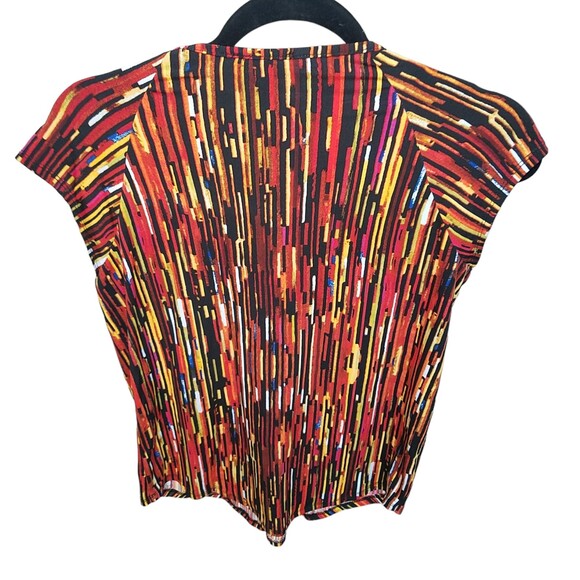 Premise Womens Sz S Multicolor Geometric Cap Sleeve Blouse - Picture 7 of 10